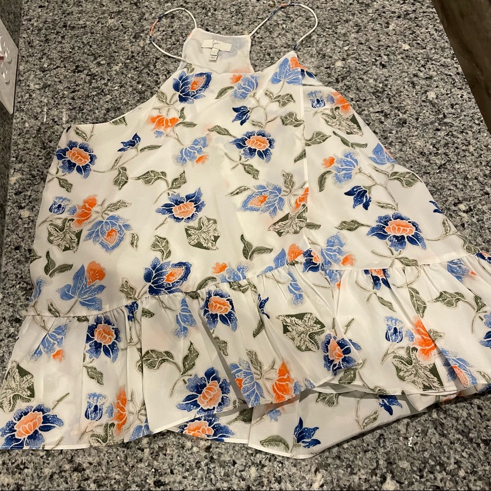 Women’s Joie Silk White Tank with Blue and Orange Pattern
